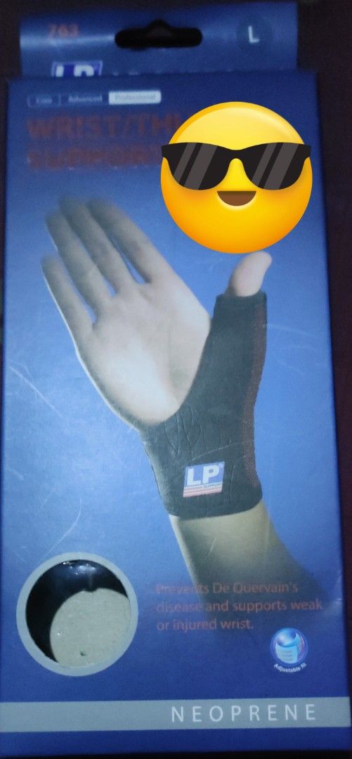 LP Wrist/Thumb Support (Category: Braces, Support & Protection) located in Pasig City. Submitted by noreen024 (Listing ID 1363431538, Image 1). Description: - original price is Php 798.50 - large size - prevents De Quervain's disease - supports weak or injured wrist.