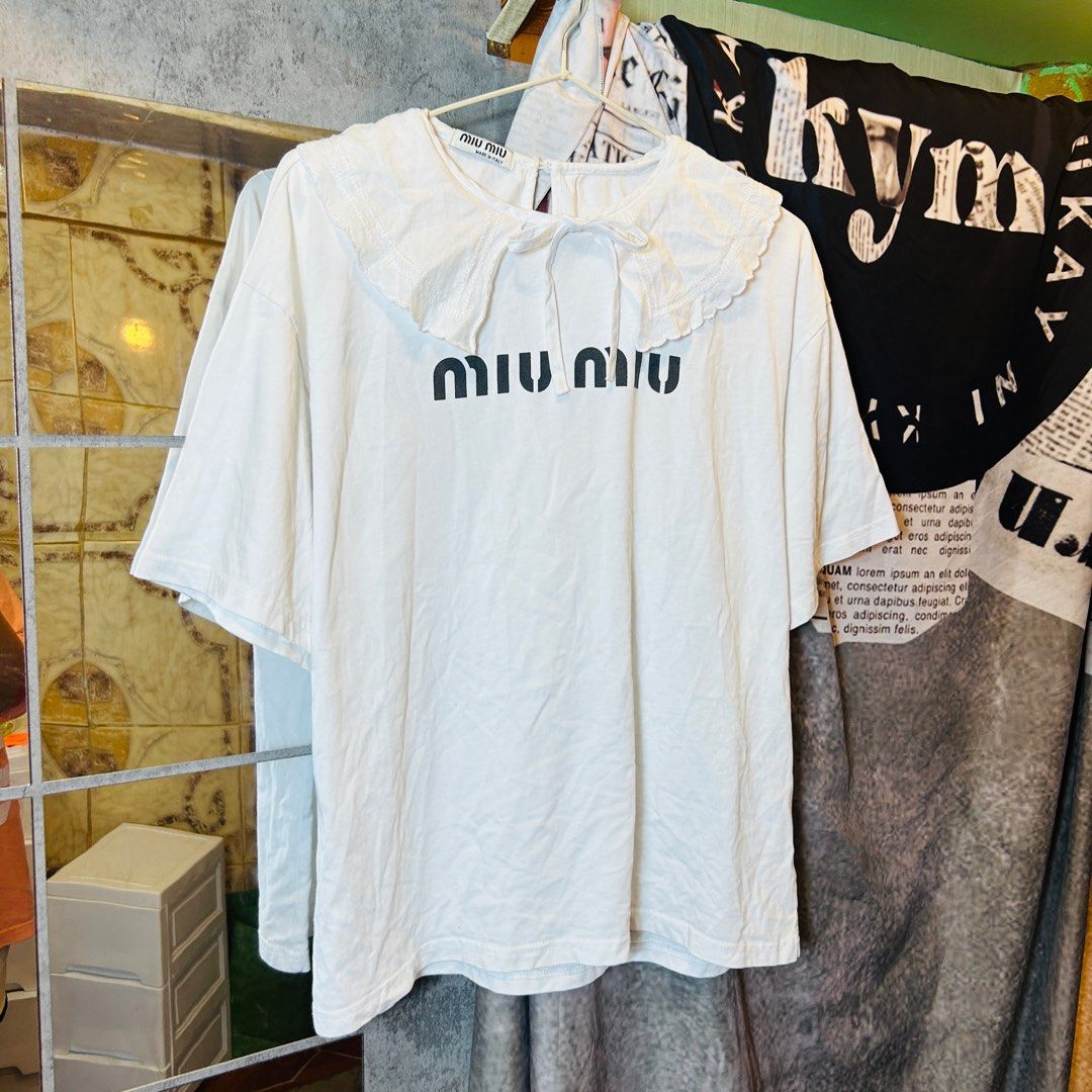 Miu Miu Blouse (Category: Luxury Apparel) located in Baguio. Submitted by luxecycleph (Listing ID 1363494094, Image 1). Description: READ BEFORE OFFER SIZE: 20 x 25 Medium CONDITION: Excellent SHOP RULES * payment first (thru gcash only) * pay today, ship the next day (thru j&t) * manage your expectations (items are secondhand & thrifted) * return & refund are only accepted for valid reasons * no bogus buyers- just tell the seller immediately if 
