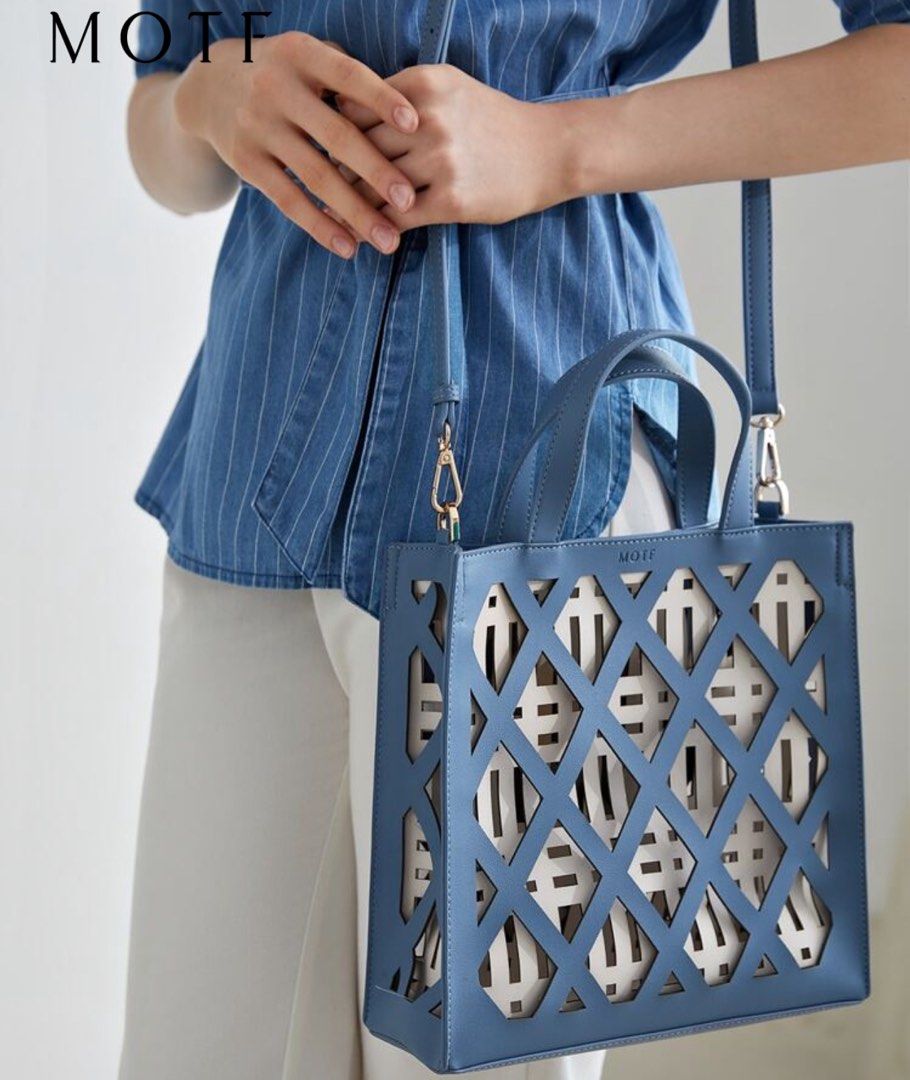 MOTF two tone hollow out square bag (Category: Cross-body Bags) located in Makati City. Submitted by jinger_21 (Listing ID 1363452970, Image 3). Description: Preowned Excellent condition Two toned (blue and white) With long strap Fixed price - Php 500 plus SF Payment options: Gcash Maya RCBC diskartech Chinabank.