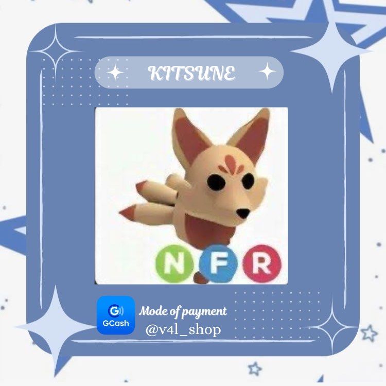 NFR KITSUNE | ADOPT ME PETS | ROBLOX (Category: In-Game Products) located in Manila. Submitted by v4l_shop (Listing ID 1363468841, Image 1). Description: NFR KITSUNE Hello! Are you looking for any specific pets? Welcome to v4l_shop! 🌸 Kindly payment first is required, and you receive the pet immediately! 📌Do send a screenshot of the receipt as proof that you sent the money, once the payment is confirmed provide your username so that i can add y