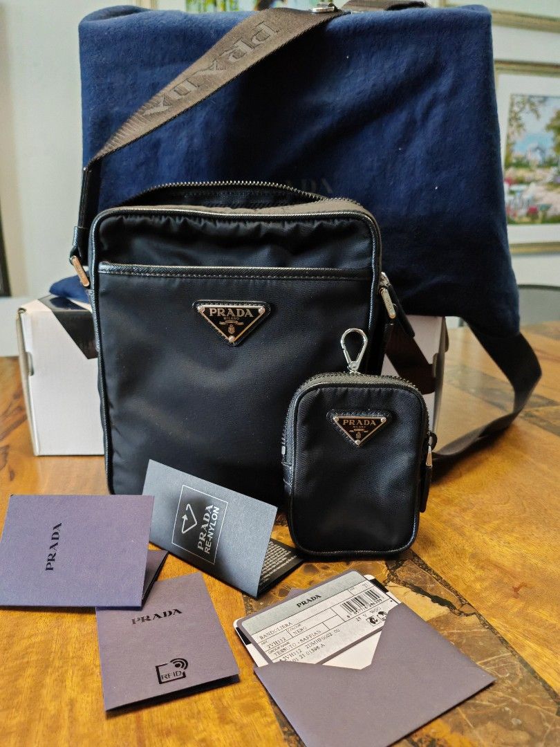 Prada RE nylon asaffiano Messenger Bag (Category: Luxury Bags & Wallets) located in Mandaluyong City. Submitted by brianallan (Listing ID 1363407318, Image 2). Description: Authentic Unisex Messenger Bag. Good as New. Seldom Used. Flawless.