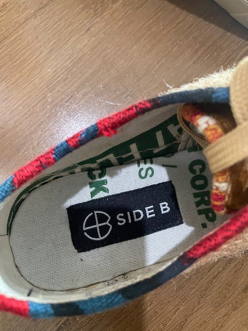 Unisex upcycled sneakers from Side B (Category: Sneakers) located in Makati City. Submitted by best.seconds (Listing ID 1363463994, Image 2). Description: Locally made upcycled shoes from sustainable brand Side B (retails for 6k++) Used 2x Unisex fits US Women 7-7.5 or Men 5.5.