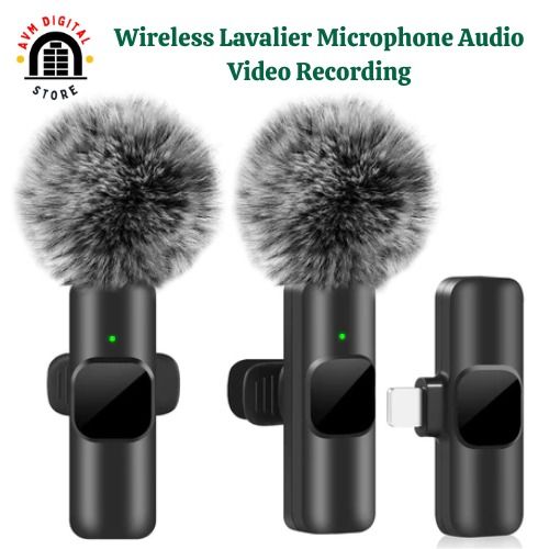 2 Rechargeable Wireless Lavalier Microphone + 1 Receiver Audio Video Recording Mini Mic For iPhone iPad Android Live Gaming Mobile Phone for IOS type