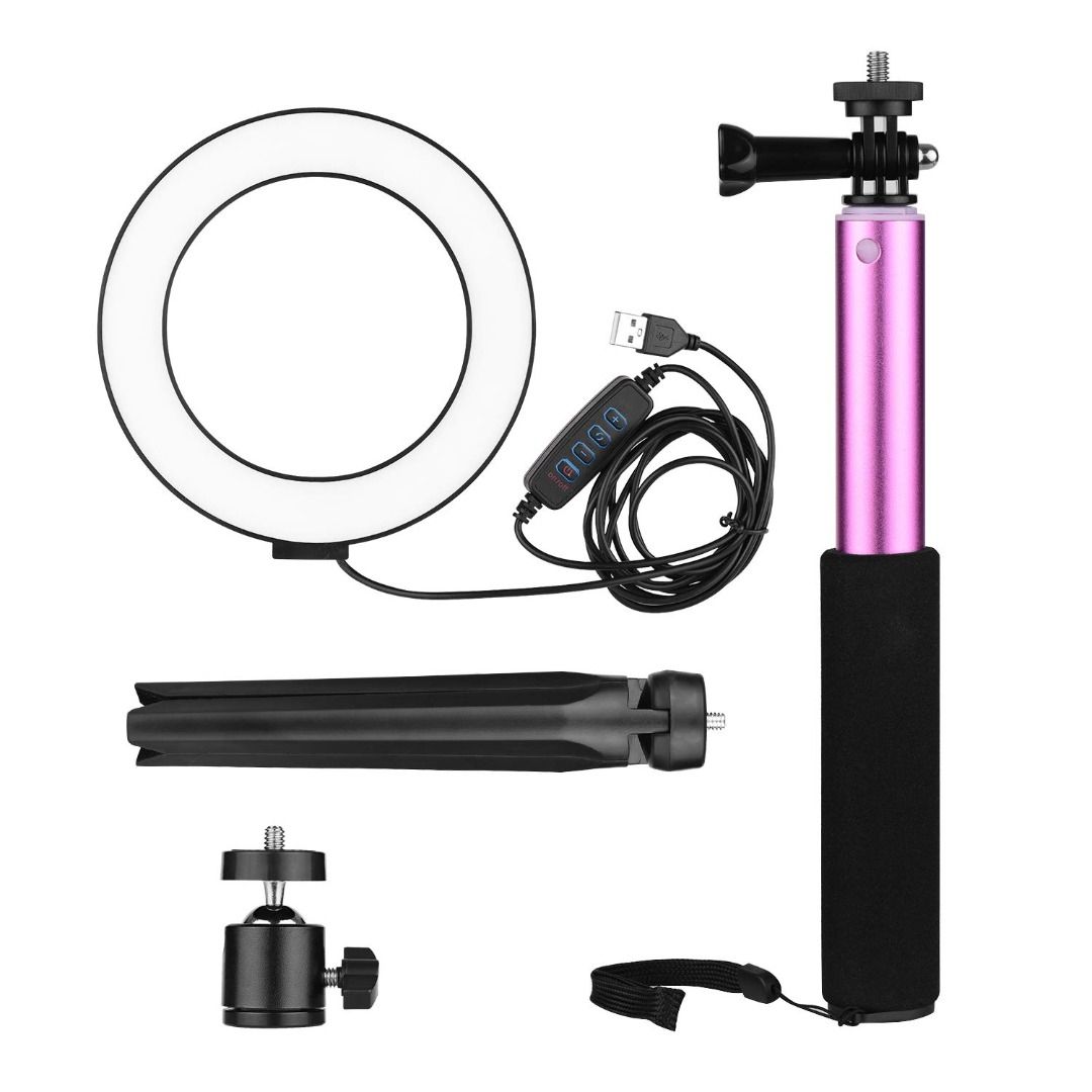 6 Inch Mini LED Ring Light Photography Lamp Dimmable 3 Lighting Modes ...
