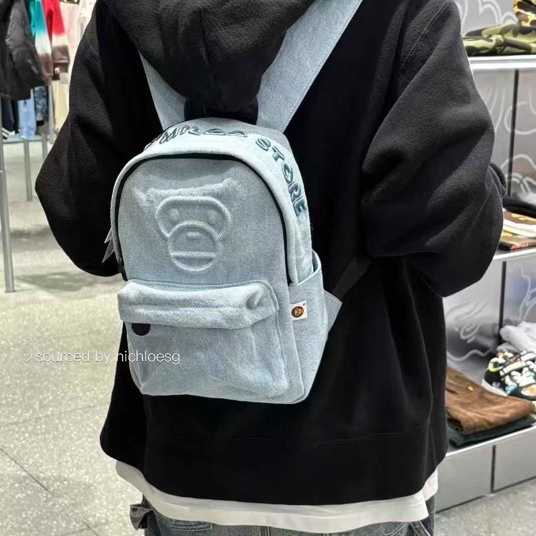 BAPE BABY MILO DENIM MINI BAGPACK, Women's Fashion, Bags