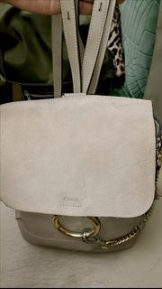 CHLOE Faye Backpack Bag Chloé Medium Backpack Leather Gray