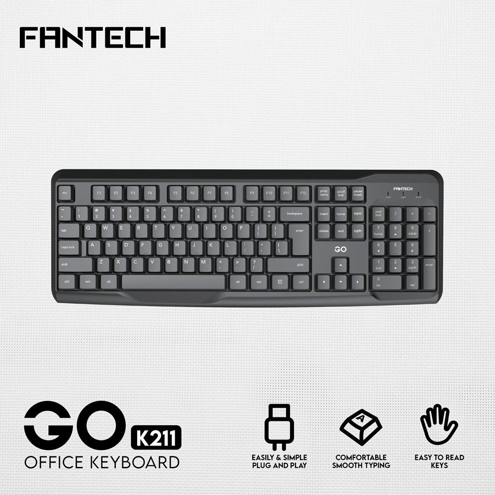 FANTECH GO K211 Office Wired Keyboard (Category: Computer Keyboard) located in Manila. Submitted by infinitygadgetzph (Listing ID 1363577102, Image 3). Description: 🟩Authentic 🟩Authorized Dealer of Fantech 🟩Sealed and Brand New 🟩With 1 Month Warranty (Must keep the complete box/carton for warranty claim) SPECIFICATIONS & FEATURES: Features: 🟩Spill-resistant keyboard design with durable keys and durable height adjustable legs. 🟩Plug and Play