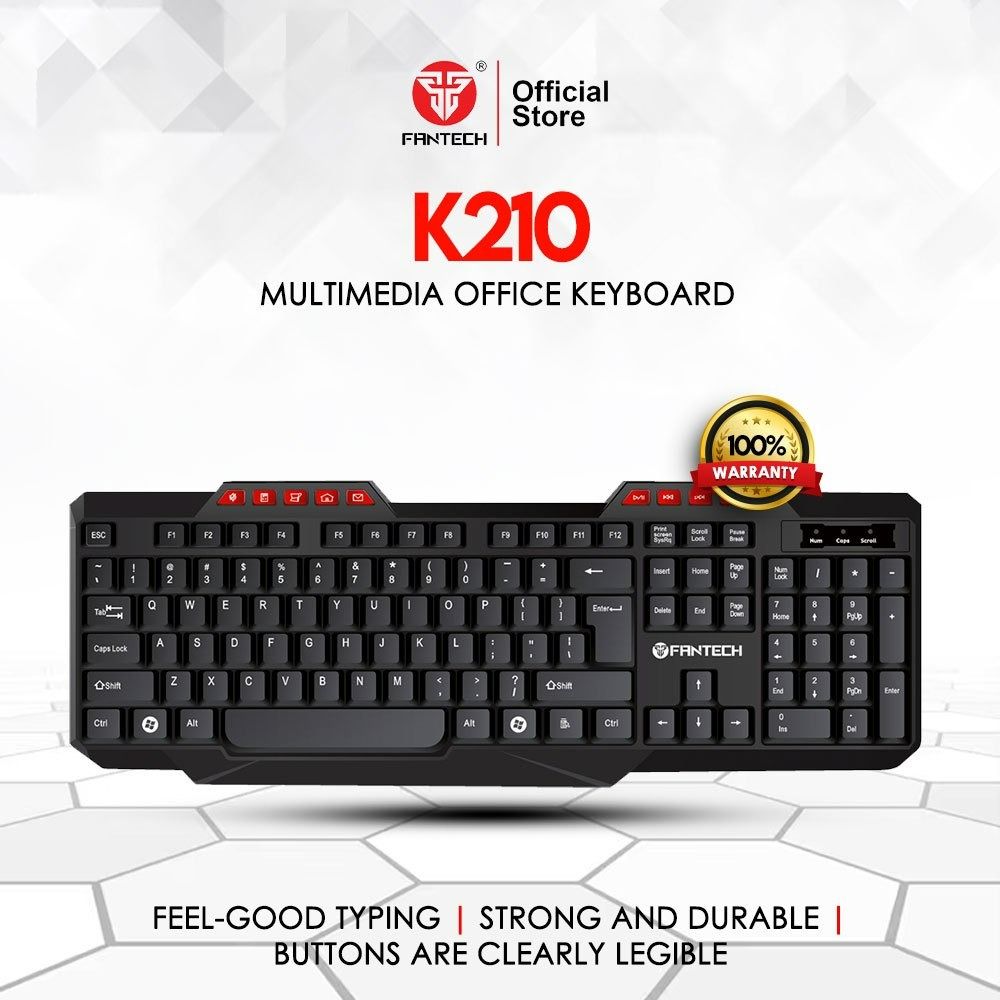 FANTECH K210 Multimedia Office Wired Keyboard (Category: Computer Keyboard) located in Manila. Submitted by infinitygadgetzph (Listing ID 1363565317, Image 3). Description: 🟩Authentic 🟩Authorized Dealer of Fantech 🟩Sealed and Brand New 🟩With 1 Month Warranty (Must keep the complete box/carton for warranty claim) SPECIFICATIONS & FEATURES: 🟩Model: K210 🟩Comfortable to fingers 🟩Quiet Type keys 🟩Strong and Durable 🟩Retail Packing Size: 464 