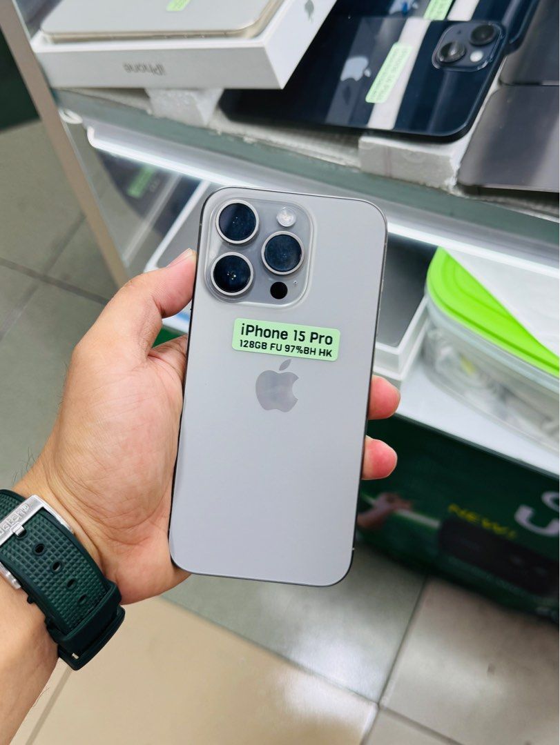 Iphone 15 Pro 128GB 97BH HK variant Openline no issues (Category: iPhone 15 Series) located in San Juan City. Submitted by najihahtelecomshop2018 (Listing ID 1363609606, Image 1). Description: Legit Store | Original unit FOR SALE | TRADE / SWAP ▫️INSTALLMENT thru: 🔸Credit Card (straight / installment) 🔸Ggives / Gcredit + 6% interest 🔸Spay Later + 6% interest (RFS: Buy and Sell any kinds of Gadgets) Description: iPhone 15 Pro 128GB ( other GB a