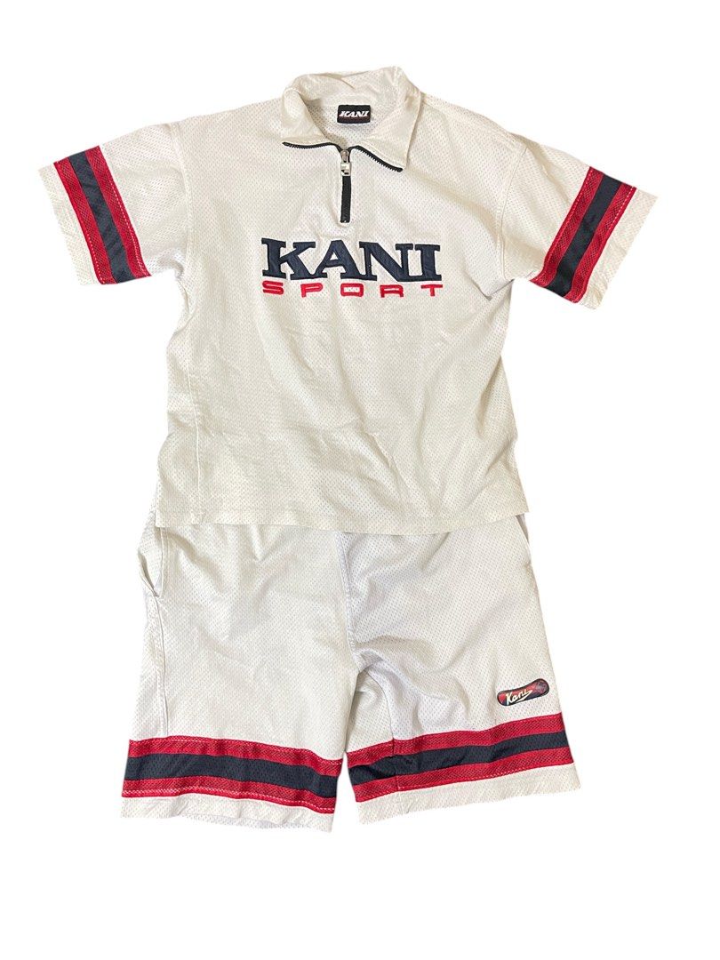 KANI SPORT Y2K OVERALL (Category: Activewear) located in Paranaque City. Submitted by youngb. (Listing ID 1363580981, Image 1). Description: Karl Kani sport y2k Overall top 21.5x25 short up to 36 have lace 21 length Lightly discoloration sa short pero still good, loose gart pero may lace.