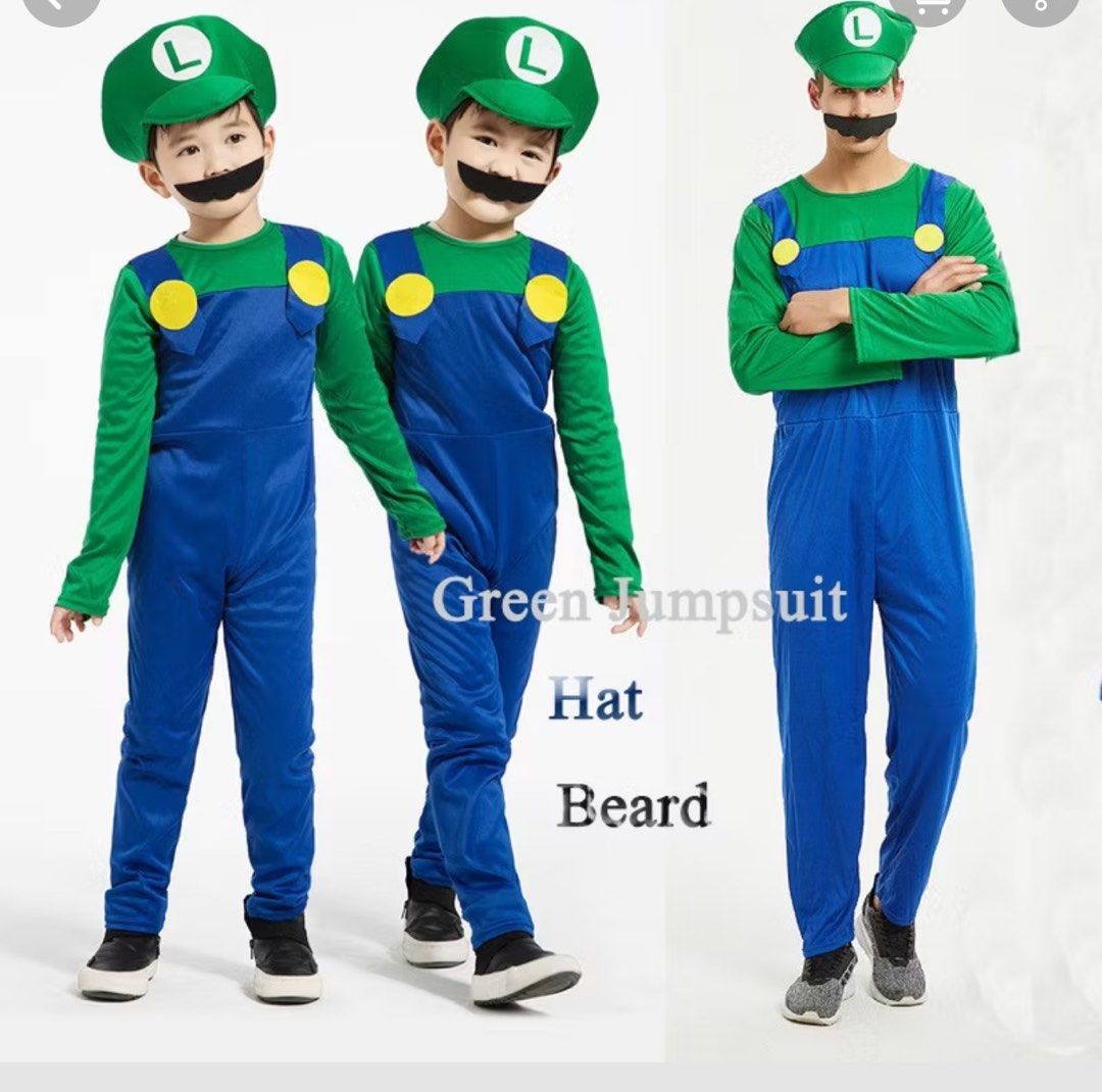 Luigi Costume Small for Kids (Category: Babies & Kids Fashion) located in Zamboanga. Submitted by debdr (Listing ID 1363676694, Image 1). Description: Inclusive of shipping fee. Small size for kids ideal for 3 years old.