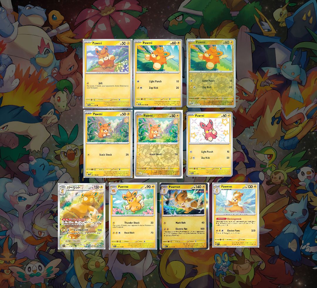 Pawmi, Pawmo, Pawmot] Pokemon TCG Pawmi, Pawmo, Pawmot Collection Cards,  Hobbies & Toys, Toys & Games on Carousell
