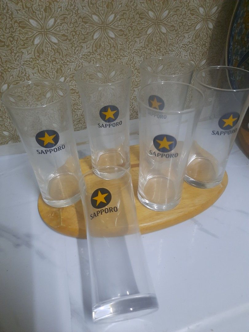 Sapporo tall drinking glass 5.2x2.2 per pc (Category: Water Bottles & Tumblers) located in Manila. Submitted by luckycharm_215 (Listing ID 1363674127, Image 2). Description: per pc or take all for less Japan origin with box if take all.