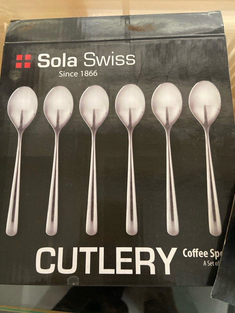 Sola Swiss coffee Spoons (Category: Dinnerware & Cutlery) located in Quezon City. Submitted by aaakids (Listing ID 1363546781, Image 1). Description: Authentic Sola Swiss Set of 6 pcs Last price posted.