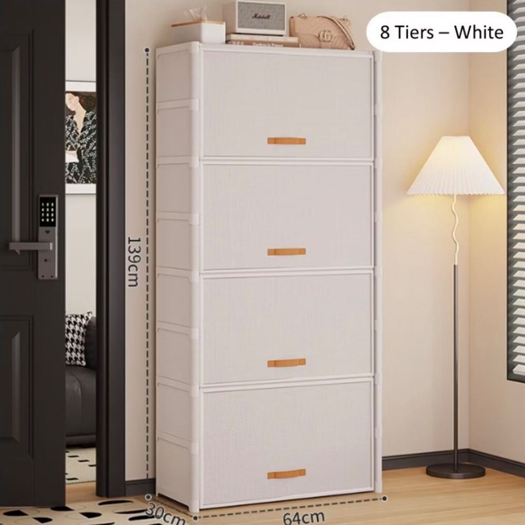 Tall Flap Door Shoe Cabinet | Vertical Shoe Rack With Doors | Fabric ...