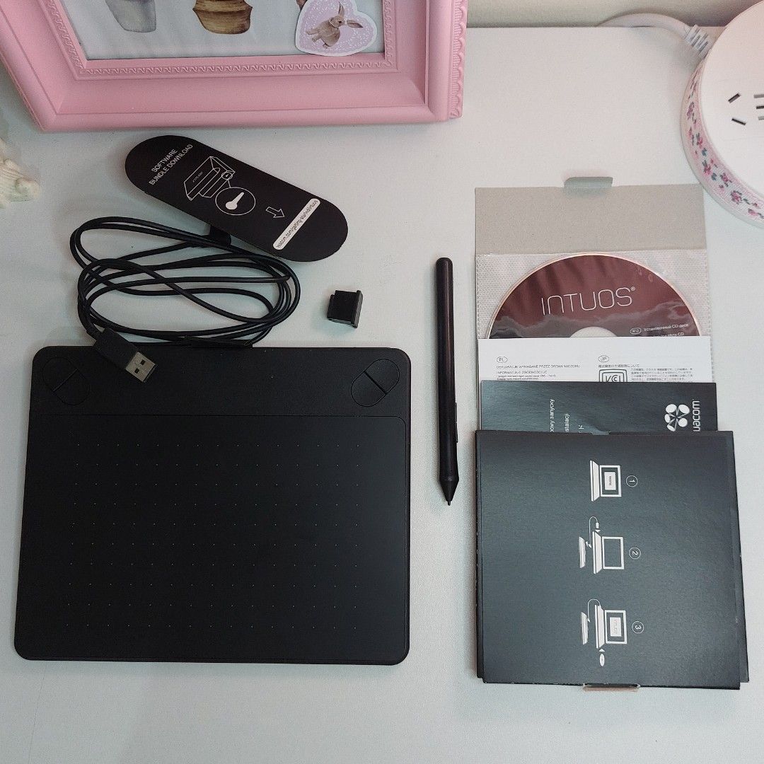 Wacom Intuos cth-490 (Category: Other Accessories) located in Quezon City. Submitted by enitshu (Listing ID 1363636301, Image 2). Description: Wacom Intuos cth-490 ♡ The box looks wacked due to prolonged storage but it is rarely used ╰► ꒱ working and tested.. still in great condition rfs: rarely used, I only kept it for too long since it has sentimental value to me ♡ Inclusion (complete) ╰► ꒱ tablet ╰► ꒱ pen ╰► ꒱ usb bluetooth dongle ╰► ꒱ cable ╰