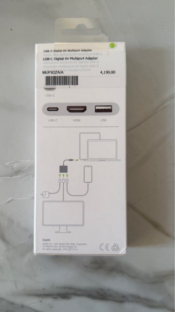 Apple USB-C Digital AV Multiport Adapter (Category: Cables & Adaptors) located in Pasig City. Submitted by thegoodfinds2 (Listing ID 1363721838, Image 3). Description: SRP 4,190 Brand new Fixed at 3,500.