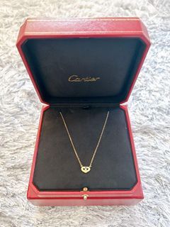 Authentic Cartier C heart diamond necklace K18PG
