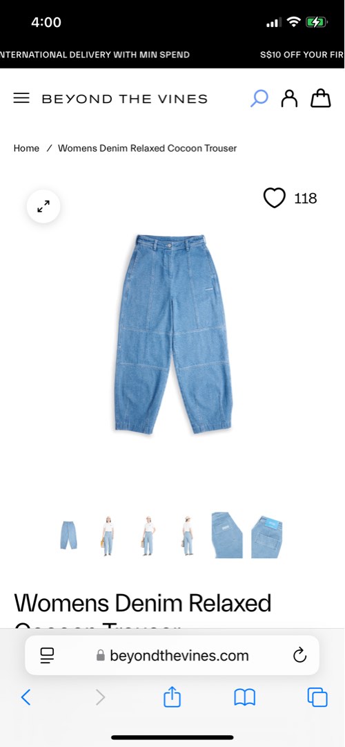 Vetono Cocoon Cotton Trouser With Pleating Smoky Blue 707