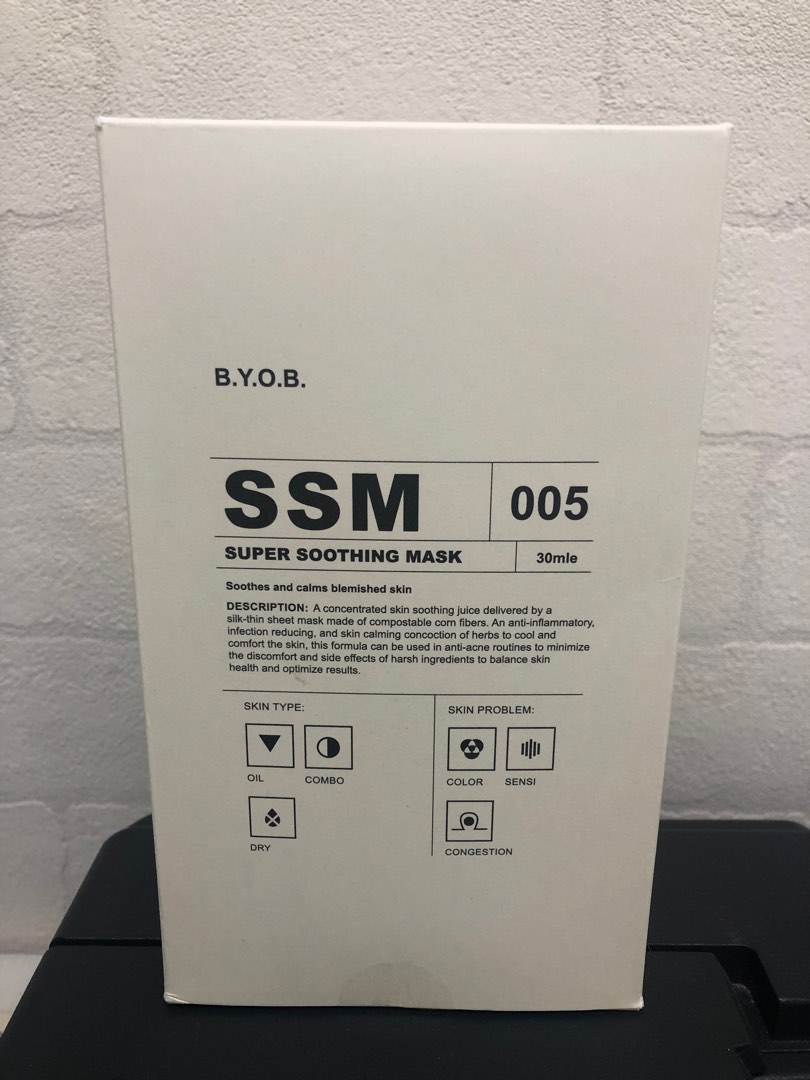 Byob Riot Mask B.Y.O.B SSM super soothing mask 強效舒緩鎮靜面膜, 美容&個人護理, 健康及美容 - 皮膚護理, 面部 ...