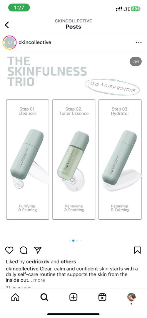 CKIN Skinfulness Set (Category: Face Care) located in Quezon City. Submitted by levshop (Listing ID 1363752535, Image 3). Description: Skinfulness set trio Around 70-80% full.