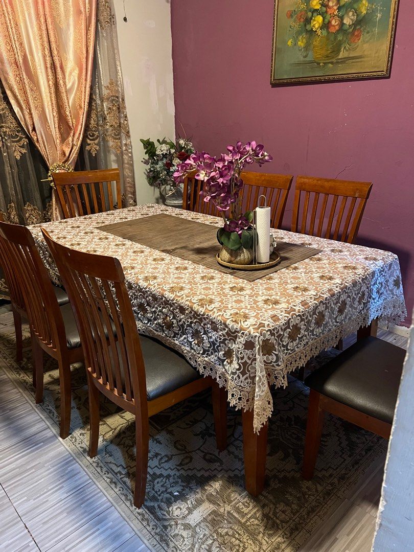DINING TABLE 8 SEATER SOLID WOOD, Furniture & Home Living, Furniture ...