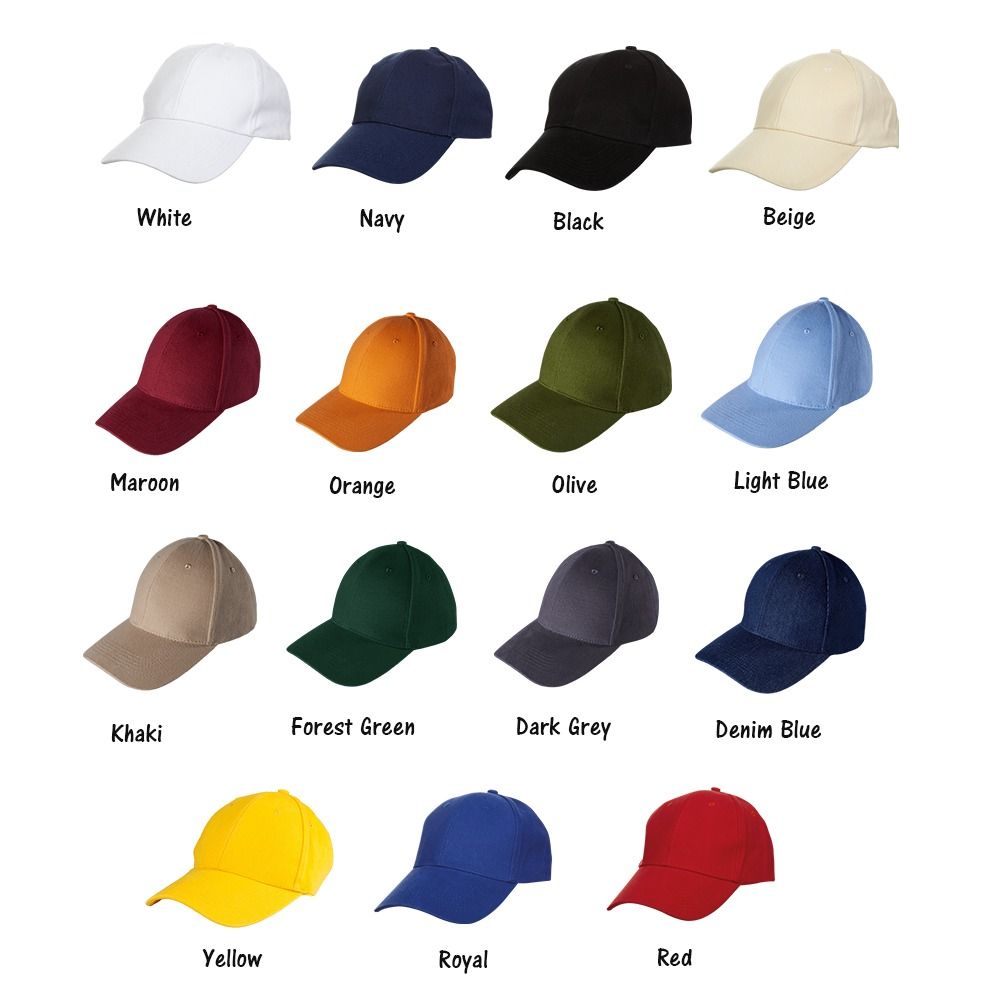 Instock Premium Baseball Cap - Logo Embroidery Available (Category: Caps & Hats) located in Singapore. Submitted by tjgprint (Listing ID 1363760979, Image 3). Description: Plain Caps $7.90 each Unisex (Free Size) 6 Panels 100% Cotton Metal Sling Adjustment *Due to hygiene purpose, this product is non-refundable and non-exchangeable. --------------------------------------------------------------------------------------------- Looking For Custom Ca