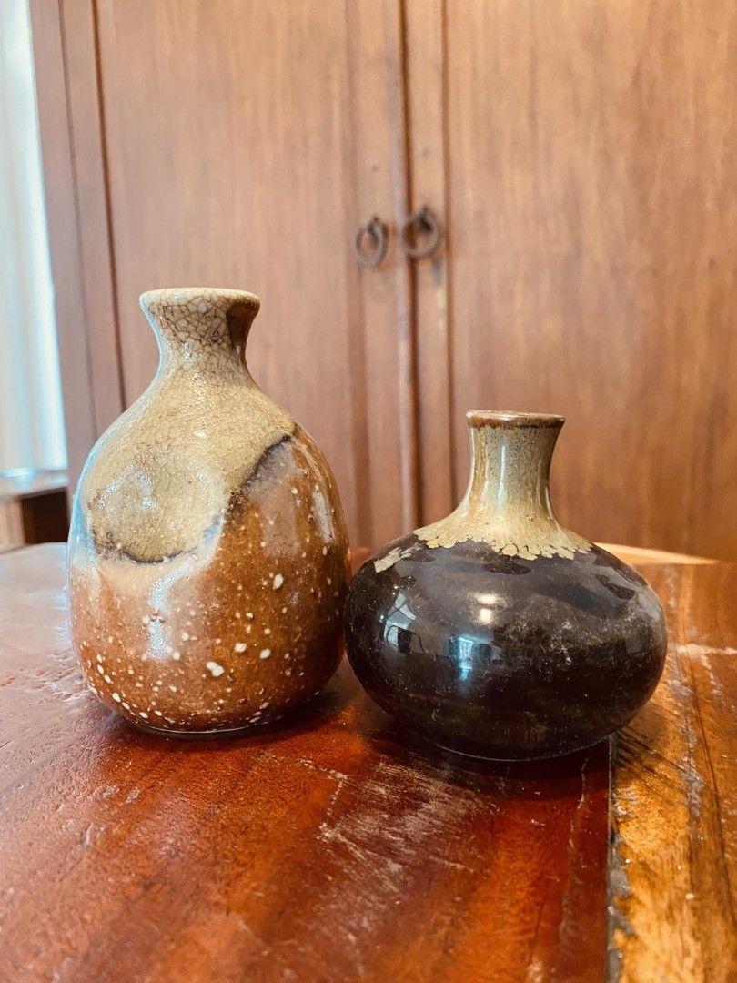 Pair of mini Stoneware Vases (Category: Vases & Decorative Bowls) located in Bulacan. Submitted by orange.locker (Listing ID 1363729478, Image 2). Description: Stoneware Unique shapes with colorful glazes Set.
