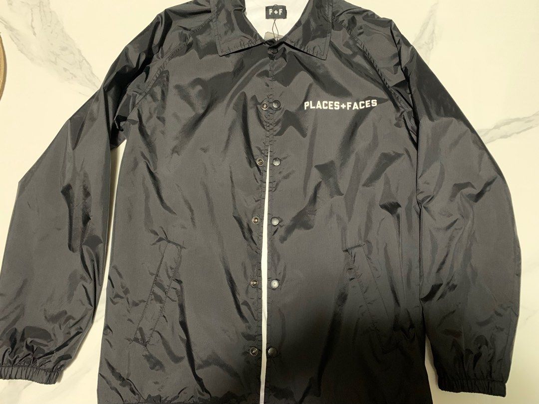 Palace + Faces Coach Jacket (Category: Coats, Jackets and Outerwear) located in Baguio. Submitted by 25thlu (Listing ID 1363850792, Image 1). Description: Palace + Faces Coach Jacket ( Black) Authentic Condition: 10/10 with hang tag No issues, prestine condition 23x28 See photo for reference RFS: declut.