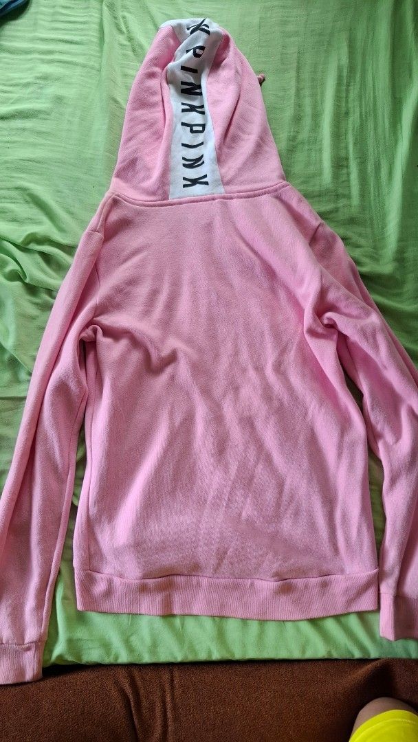 PINK Victoria's Secret Jacket (Category: Coats, Jackets and Outerwear) located in Quezon City. Submitted by diane.99 (Listing ID 1363751497, Image 2). Description: Has yellow stains on left sleeve (shown on last photo) I don't think it's washable Rfs: Not my style anymore. I also had this for more than 8 years already Size on tag XS but can fit up to S.