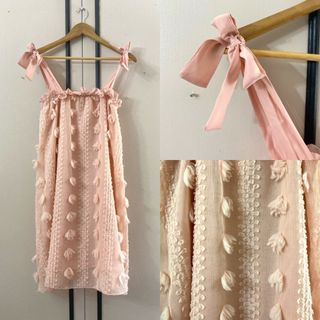 RIBBON TIE STRAP DRESS | PEACH PINK DRESS| SUMMER DRESS|BEACH DRESS| WEDDING GUEST DRESS| COCKTAIL GOWN DRESS|EVENTS PARTY DRESS| SEXY DATE DRESS| ELEGANT DRESS| CLASSY DRESS| Y2K DRESS | COQUETTE DRESS | TUBE DRESS WITH RIBBON STRAPS