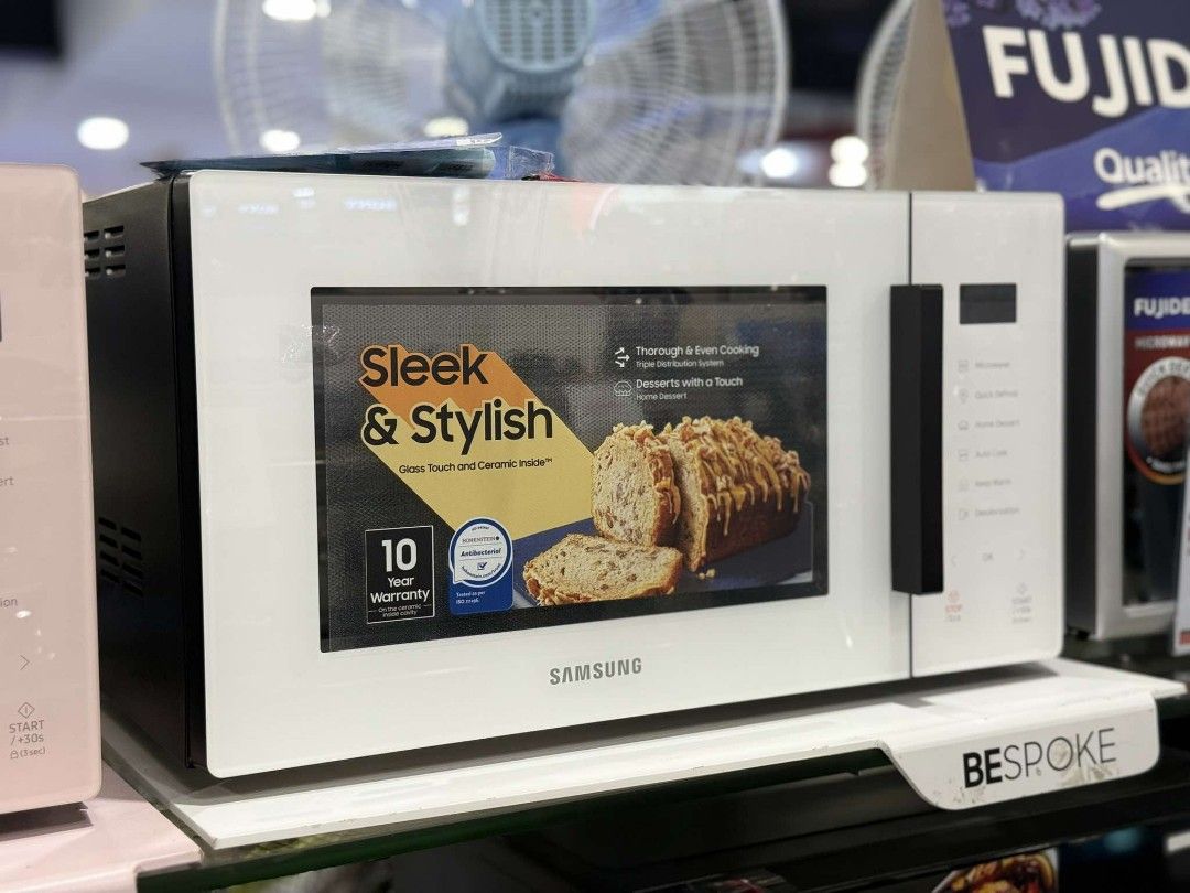 Samsung microwave oven (Category: Cookers) located in Manila. Submitted by donnasagao03665 (Listing ID 1363826044, Image 2). Description: ❄️ SAMSUNG MICROWAVE OVEN / SAMSUNG SMART OVEN / SAMSUNG BESPOKE OVEN BRANDNEW AND SEALED ❄️ 📍SMART OVEN MC35R8088LC 35L - 21,800 📍BESPOKE GRILL MICROWAVE MG30T5018CC 30L - 10,000 📍BESPOKE MICROWAVE OVEN MS23T5018AW 23L bespoke white - 7,400 MS23T5018AP 23L bespoke pink - 7,400 📍MICROWAVE OVEN MS23K3515AS 2