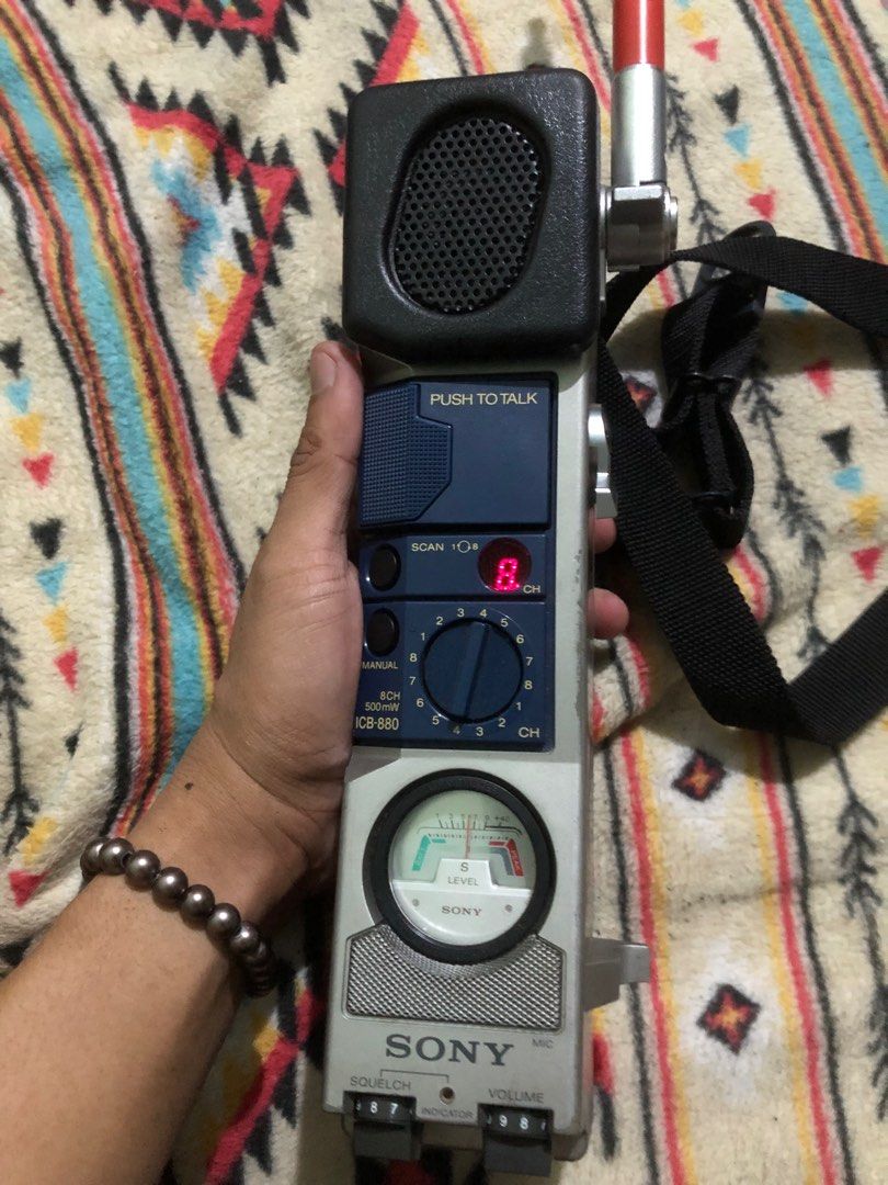 Sony ICB-880 radio audio com transmitter (Category: Portable Audio Accessories) located in Quezon City. Submitted by markgolveo (Listing ID 1363816021, Image 1). Description: Sony ICB-880 radio audio com transmitter Tested with power All dial and buttons works well Lights and indicator is good Very long antennae Havent tested on how to use this properly cant seem to get signal from other radios selling this as is for parts out or collection purpo