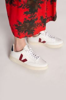 Veja Women's  White Marsala Black Leather Low Top Casual Trainer Sneaker