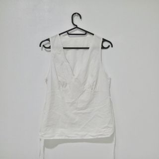 V-Neck Pleated Casual Tank Top