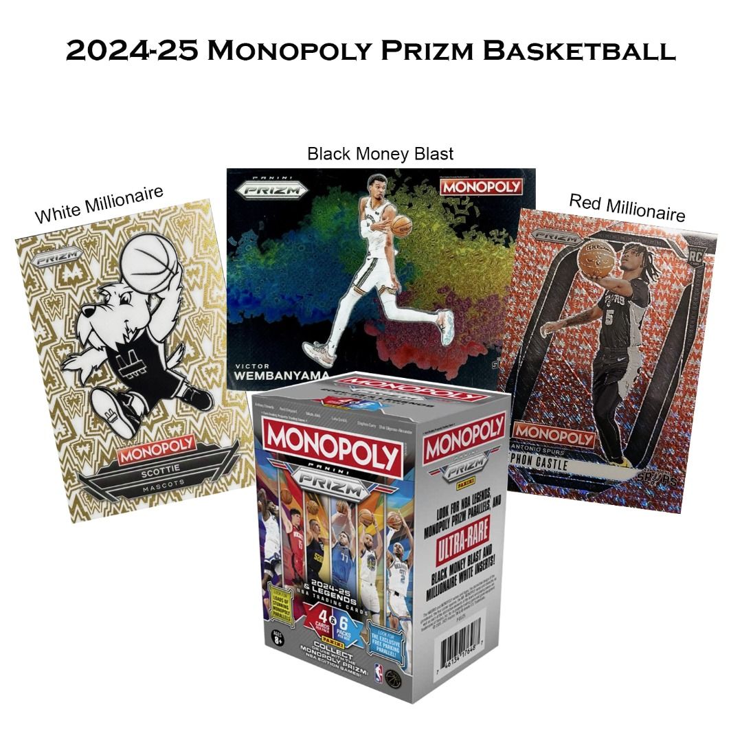 monopoly panini prizm: 2024-25 nba basketball trading cards booster box Amazon.com: Monopoly Panini Prizm: 2024-25 and Legends NBA Trading Cards  Booster Box | Collect or Use with Monopoly Panini Prizm: NBA Edition Games
