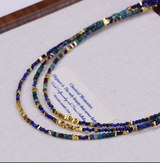 青金石串珠拼接鎖骨項鍊64242491865857110