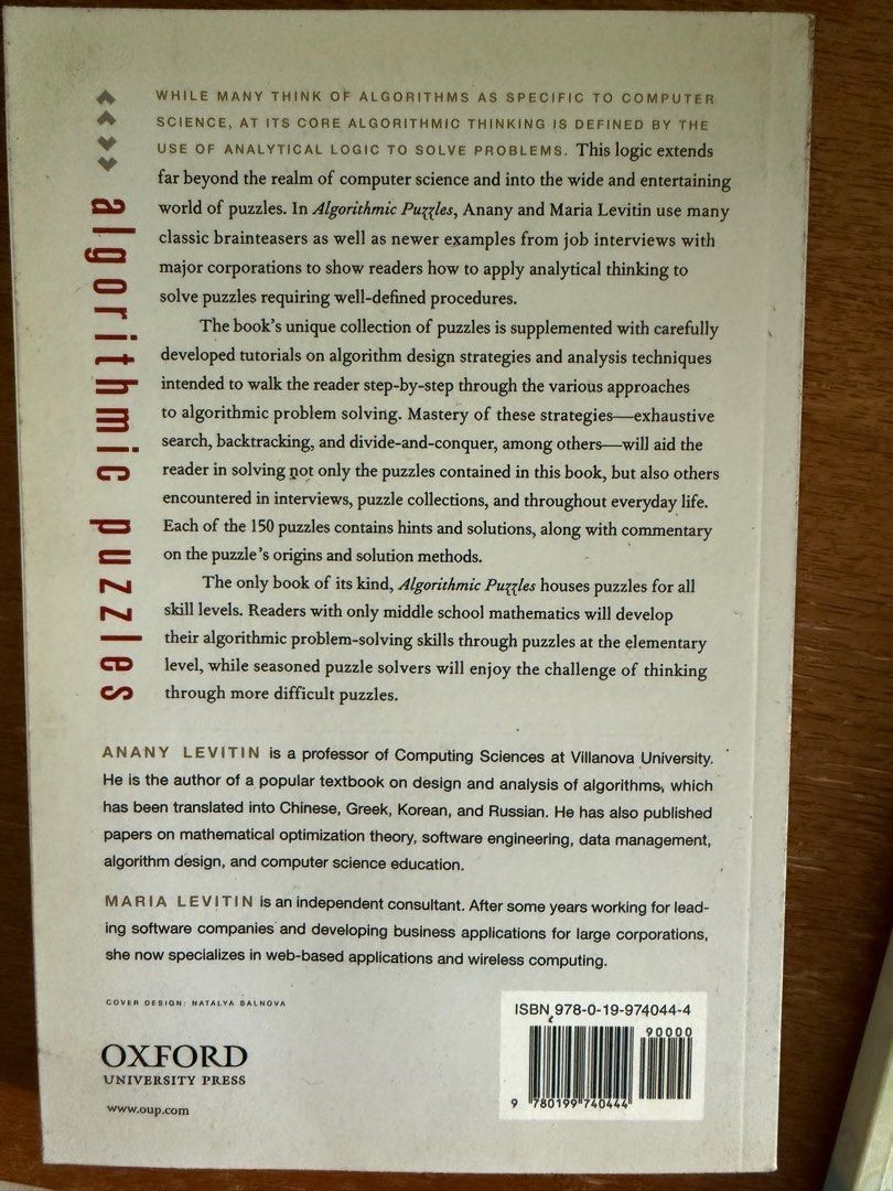 Algorithmic Puzzles (Computer Science) (Category: Storybooks) located in Singapore. Submitted by rainstopisbae (Listing ID 1363965192, Image 2). Description: .