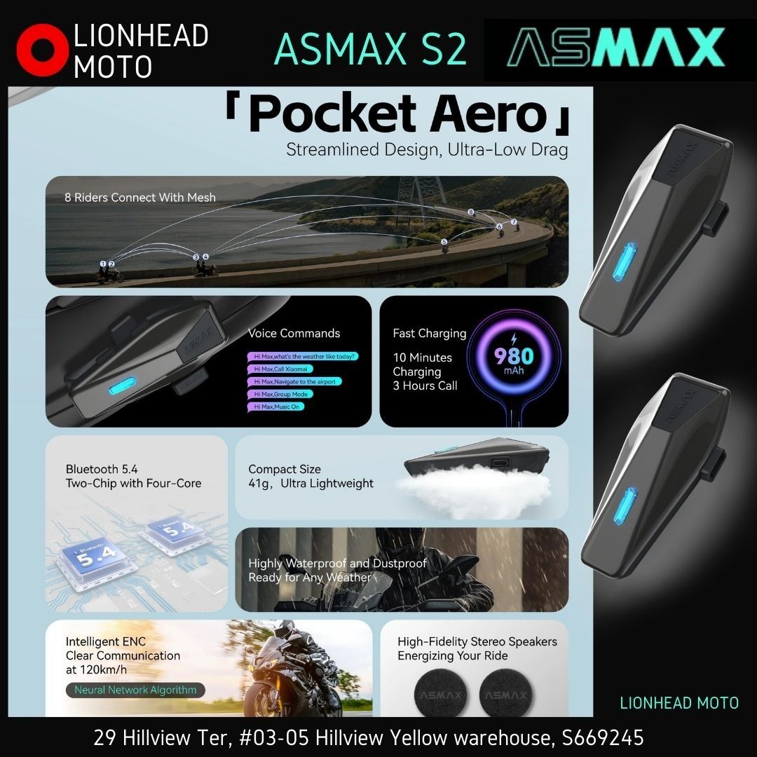 ASMAX S2 Bluetooth Helmet Intercom System 8 Rider Mesh Intercom ...
