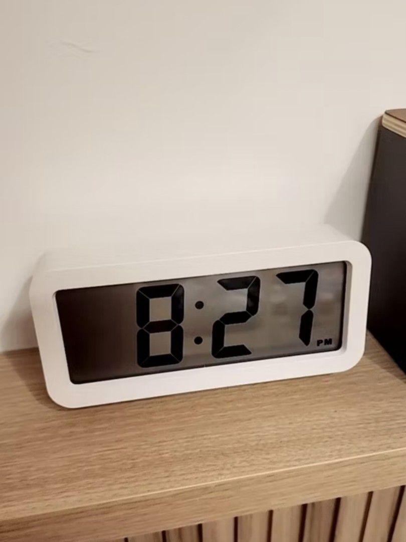 Big White Digital Clock Muji Japan Large Minimalist Scandi Simple Alarm ...