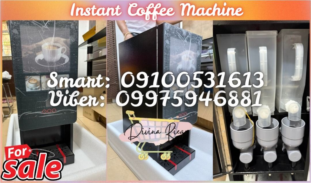 E-30S Coffee Vending Machine with 3 Flavors (Category: Coffee Machines & Makers) located in Pasig City. Submitted by ayabheldiane-20162 (Listing ID 1363947375, Image 1). Description: 🌏 We Can Deliver Nationwide 👉 AP Cargo, LBC, Lalamove & etc. 📍 HURRRYYYY!!! BUY NOW!!! & GET LESS DISCOUNT 📍 WE'RE ON SALE Description: ● Body color: business black ● Power supply: 220V/50Hz (110V/60Hz) ● Rated power: 1600W ● Setting method: portable knob adjustm