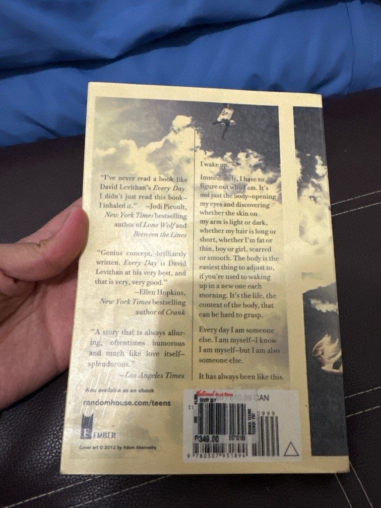 Every Day by David Levithan (Category: Storybooks) located in Makati City. Submitted by ralfunny (Listing ID 1364009914, Image 2). Description: Covered w adhesive plastic cover.