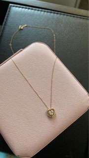 Heart necklace with natural diamonds 14c gold