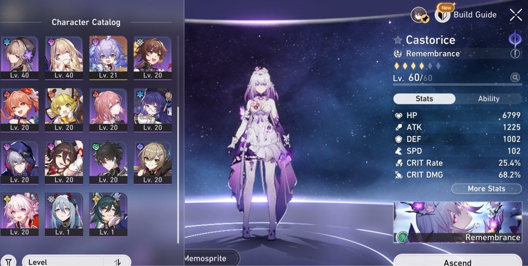 Compte Honkai Star Rail ASIA – Castorice E1 + Sign, Achéron + Sign, Et Plus