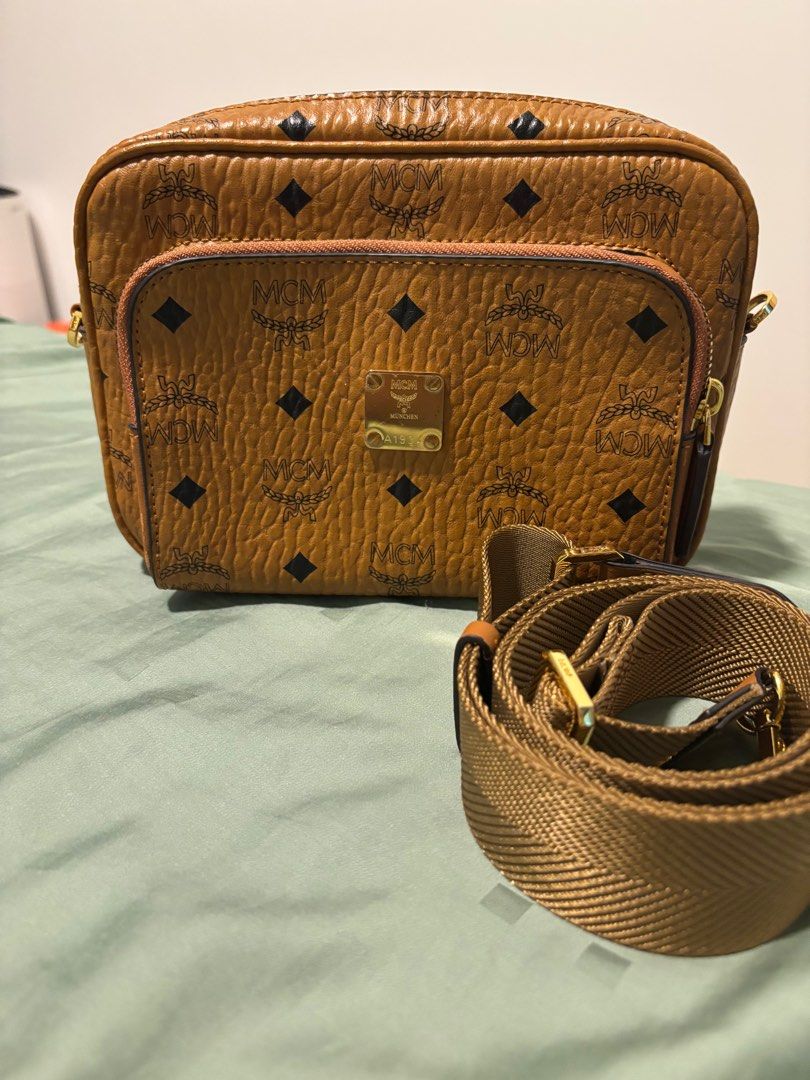MCM Sling Bag (Category: Bags & Wallets) located in Singapore. Submitted by mehmeh176 (Listing ID 1364018493, Image 1). Description: I got it from another Carousell seller. But didn’t get to use it. I find it too small. Other than the side of the pocket there is a bit of worn out. The bag is in a good condition .