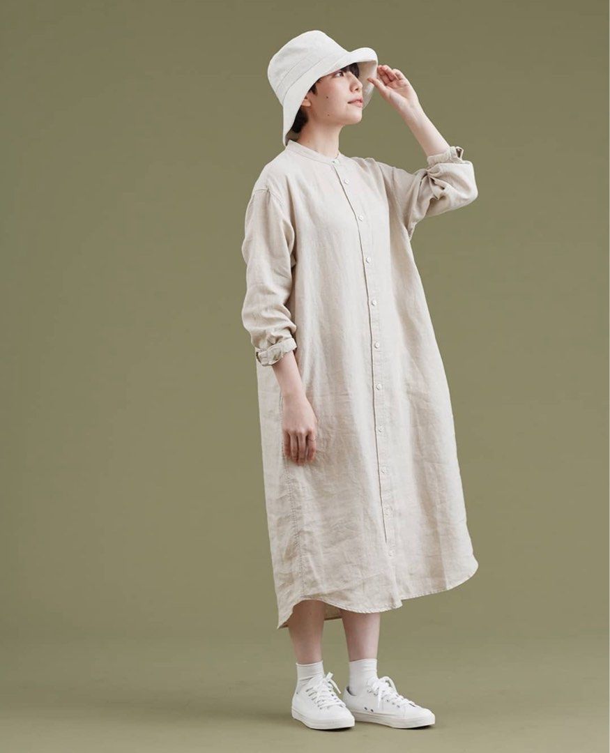 Muji Linen Dress (Category: Dresses) located in Valenzuela. Submitted by jnoble (Listing ID 1364039265, Image 1). Description: 100% pure linen Muji Longsleeve Dress Xs- small on tag (but fits small - large) Natural/Cream and Dark Gray available Very comfy and very sosyal!!! .