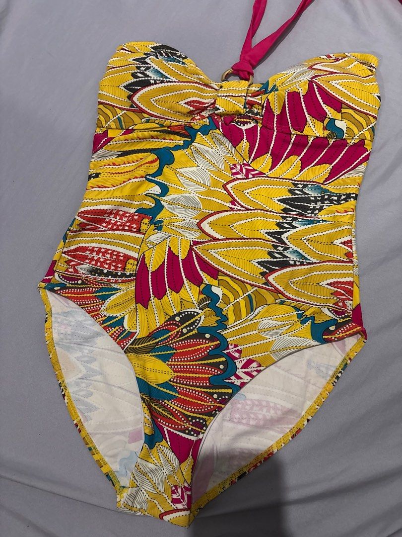 one-piece swimwear (Category: Bikinis & Swimsuits) located in Manila. Submitted by sgels (Listing ID 1363981169, Image 1). Description: yellow & pink one-piece swimwear worn once size 14 UK (fits m-xl) .