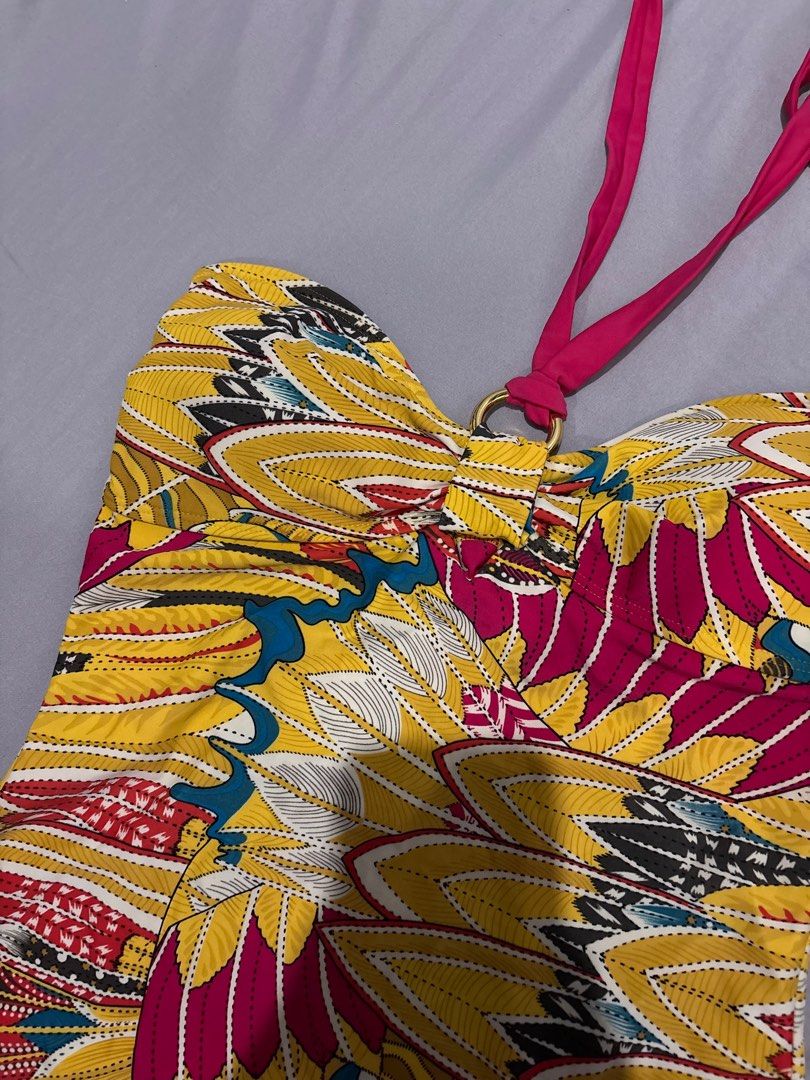 one-piece swimwear (Category: Bikinis & Swimsuits) located in Manila. Submitted by sgels (Listing ID 1363981169, Image 2). Description: yellow & pink one-piece swimwear worn once size 14 UK (fits m-xl) .