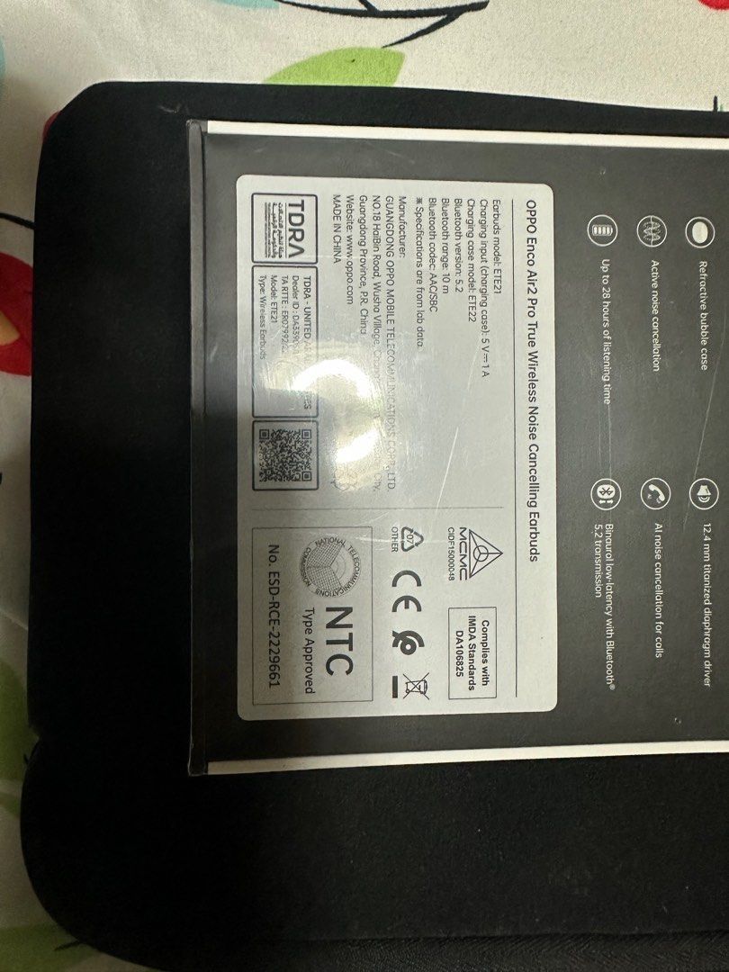 Oppo Enco Air2 Pro (Category: Earphones) located in Singapore. Submitted by vyarrap1 (Listing ID 1363994138, Image 2). Description: Oppo ENCO Air 2 Pro series, wonderful sound and base, already using one , this item sealed piece and never opened .