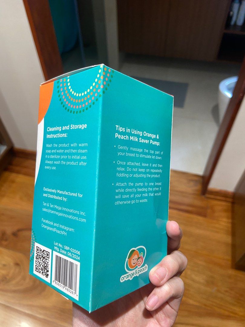 Orange and Peach Milk Saver Pump (Category: Breastfeeding & Bottle Feeding) located in Quezon City. Submitted by bingbnb (Listing ID 1363923175, Image 2). Description: Box unopened Brand new.